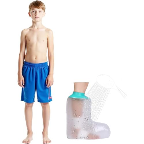 Kids Waterproof Cast Covers for Shower Foot, Ankle Cover Protector Bag Showering/Swimming, Boots For Feet/Toes After Surgery/Injury/Amputated/Prosthetics, Wound Dressing/Amputation Accessories Dry