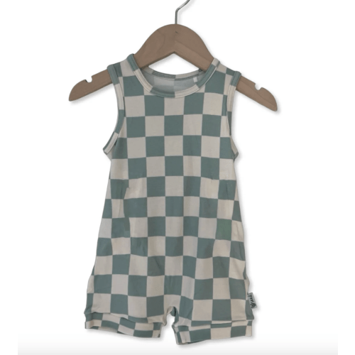 Tidepool Check Sleeveless Shorty Romper  Luxe Edition | Cotton Bamboo Blend