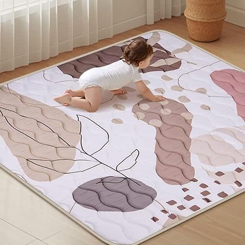Baby Play Mat for Floor 50'' x 50'', Thicken Soft Padding Playmats for Playpen, Non Slip Baby Crawling Mat Foldable, Easy Care Machine Washable