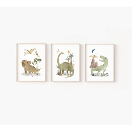 Nemo and Her Dinosaur Art Print Set Unframed | Wayfair