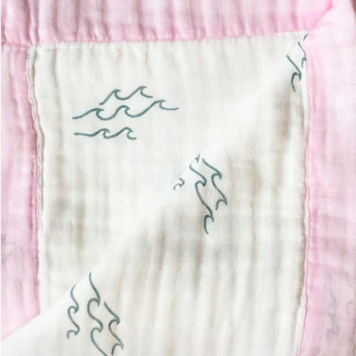 Simple Wave Pink Trim – Limited Release Organic Baby Blanket | Coca + B – Coca + B.