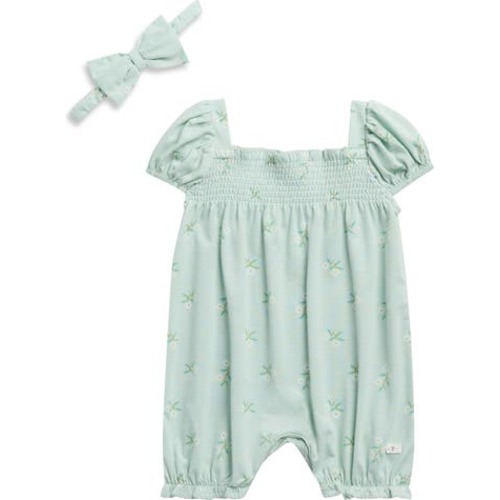 7 For All Mankind Smocked Romper & Headband Set | Nordstromrack