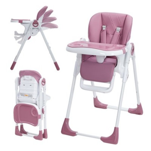 COZONY Adjustable Baby High Chair with Removable Tray, Foldable Infant Highchair for Easy Storage, Safe & Comfortable for Babies & Toddlers
