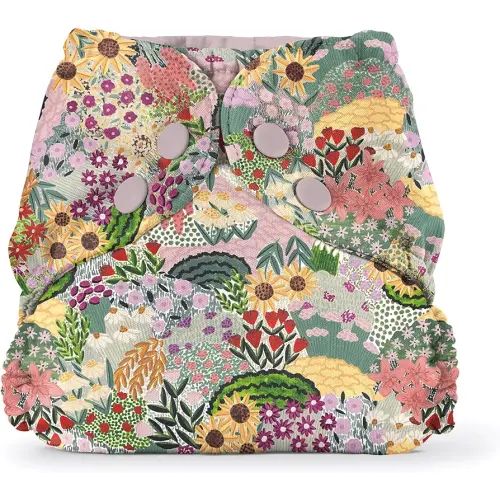 Esembly Cloth Diaper Cover - Reusable Swim Diaper, Waterproof, Breathable - Adjustable Outer Layer Over Absorbent Inner for Blowout Protection - Botanic Garden, Size 2 (18-35lbs)