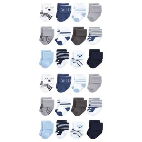 Hudson Baby Cotton Rich Baby Terry Socks 24-Pack, Bear Boy, 0-6 Months