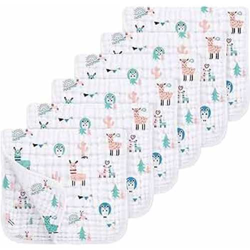 Looxii Muslin Burp Cloths 100% Cotton Muslin Cloths Large 20''x10'' Extra Soft and Absorbent 6 Pack Baby Burping Cloth for Boys and Girls (Alpaca)