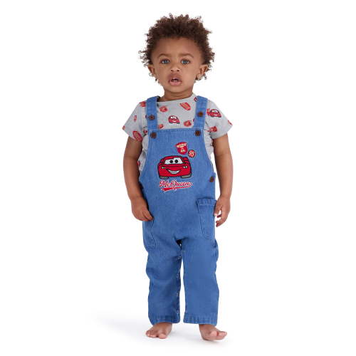 Cars Baby Boy 2 Piece Denim Overall Set, Sizes 0-24 Months