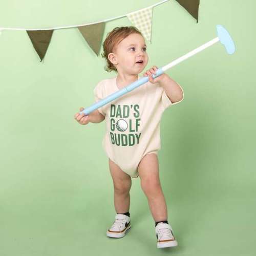 Dad's Golf Buddy Short Sleeve Romper, Natural - Sweet Wink | Maisonette