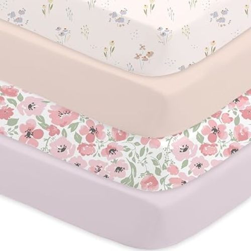 Bimocosy Crib Sheets 4 Pack, 52" x 28" Baby Fitted for Boys & Girls