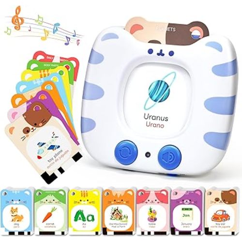 JoyCat Spanish & English Bilingual Talking Flash Cards for Toddlers 1-5, 454 Words with Durable Thick Cards, Easy to Slide in and Out, Speech Therapy Toys, Birthday Gifts for Boys Girls
