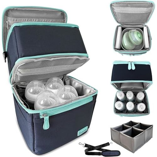 Cool Insulated Breast Milk Cooler Bag with Dual Sections, Non-Toxic, Perfect for Day Care Bottles and Pumping Working Traveling Moms to Keep Breast Milk Cold and Fresh On The Go