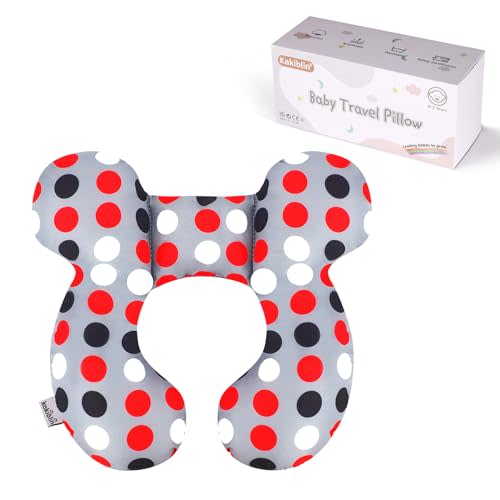 KAKIBLIN Baby Travel Pillow, Baby Neck Pillows for Car Seat,Upgraded Babies Head Pillow, Head and Neck Support for Car Seat, Pushchair,Travel (Grey Pot)