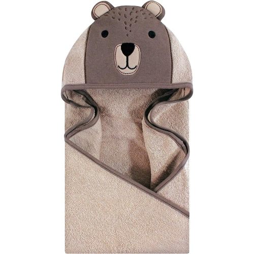 Hudson Baby Unisex Baby Cotton Animal Face Hooded Towel, Modern Bear, One Size