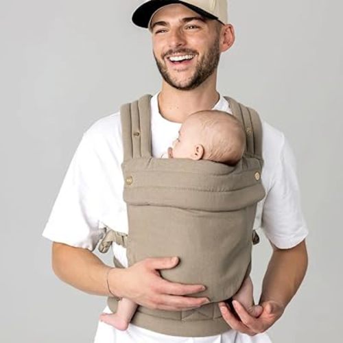 Mabē Monarch Ergonomic Baby Carrier - Premium Cotton Soft Structured Infant Carrier with Hip Healthy Design, 3 Carry Positions for Newborn to Toddler (7-35lbs) (Stone Sage)