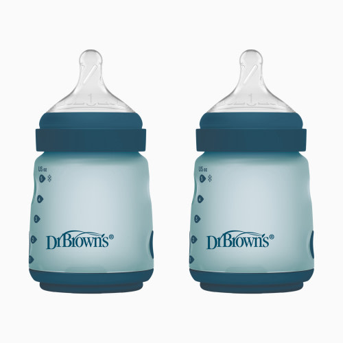 Dr. Brown's Options+ Wide-Neck Silicone Baby Bottles - Blue, 5 Oz