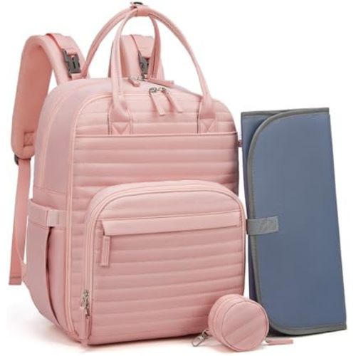 Water Resistant Unisex Diaper Bag Backpack with Changing Pad