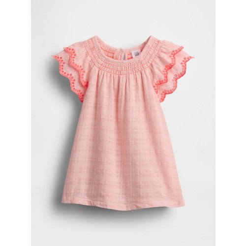 Baby Flutter-Sleeve Cotton Dress