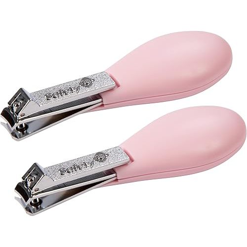 Safety 1stSteady Fold-Up Nail Clippers, Raspberry, 2 Count (Pack of 1)