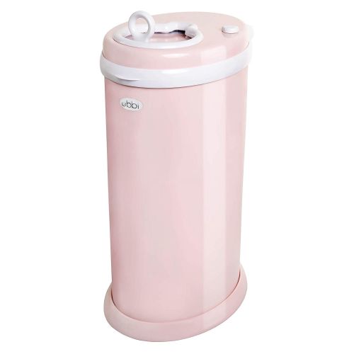 Ubbi Odor Locking Steel Diaper Pail, No Special Bags Required, Baby Registry Must-Have, Blush Pink