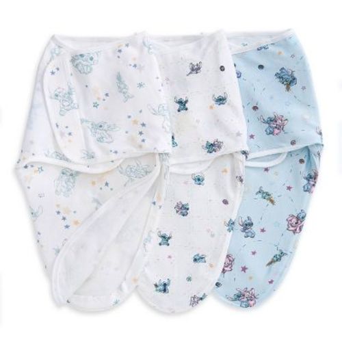 aden + anais essentials 100% Cotton Quick Change Easy Swaddle Wraps - Lilo + Stitch - 0-3m - 3pk