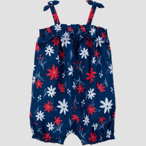 Carter's Just One You® Baby Girls' Floral Romper - Red/White/Blue
