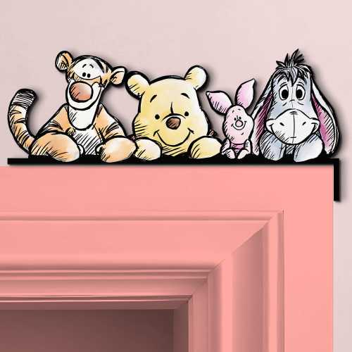 Cute Peekaboo Winnie The Pooh Door Corner Sign, Disney Peeking Peeker Pooh And Friends Door Sign, Disney Home Decor, Kid Room Decoration