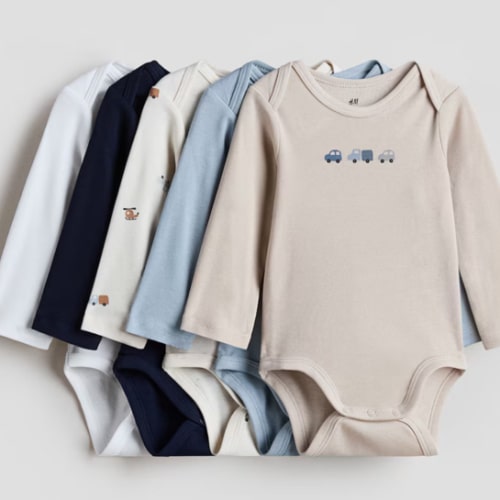 5-PACK CAR PRINT LONG-SLEEVED BODYSUITS