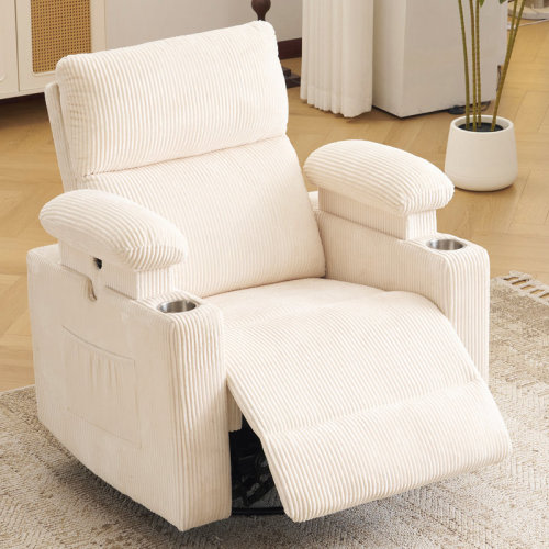 Latitude Run® Power Swivel Recliner Chairs With Adjustable Headrest And Armrests, Featuring Massage And Heating Functions | Wayfair