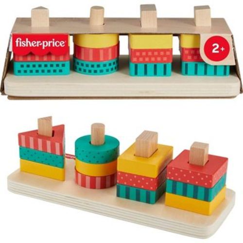 Fisher-Price Wooden Shape Stacker Toddler Sorting Toy 13pc Wooden