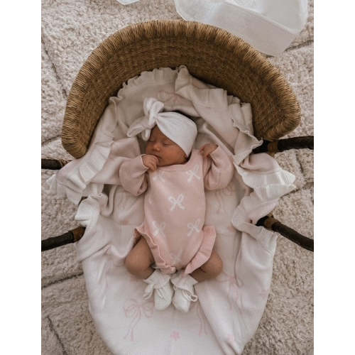 FRILL ROMPER | BABY PINK + MILK BOWS