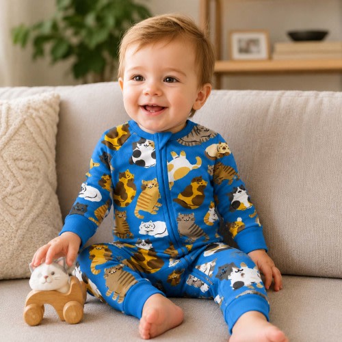 Chubby Blue Cats Bamboo Convertible Zippy – Zumbamboo
