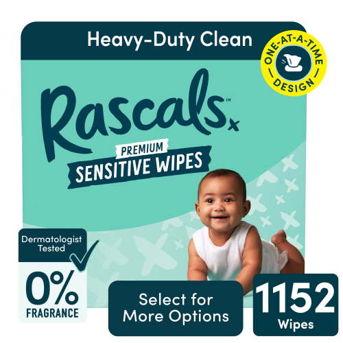 Rascals Premium Sensitive Alcohol Free Baby Wipes, 1152 Count