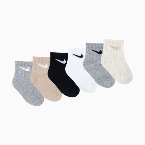 Nike Swoosh Ankle Socks (6 Pack) - Dark Grey Heather/Black, 6-12 M