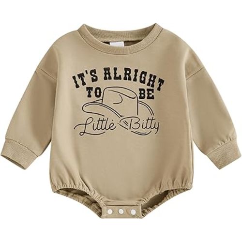 Sasaerucure Little Bitty Baby Outfit Infant Long Sleeve Romper Baby Boy Western Country Style Onesie Newborn Winter Clothes