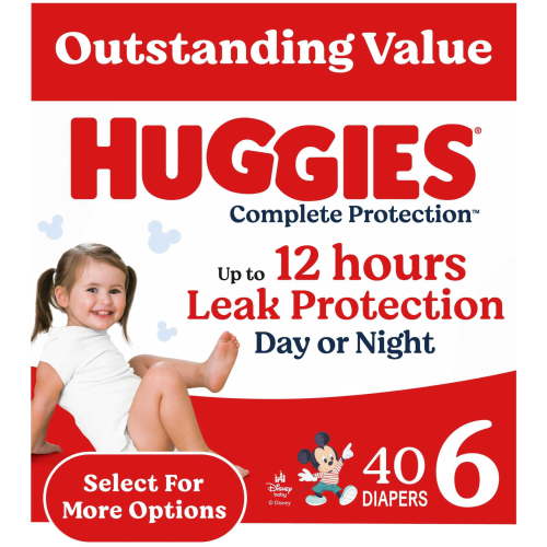Huggies Complete Protection Baby Diapers, Size 6 (35+ lbs), 20 Count