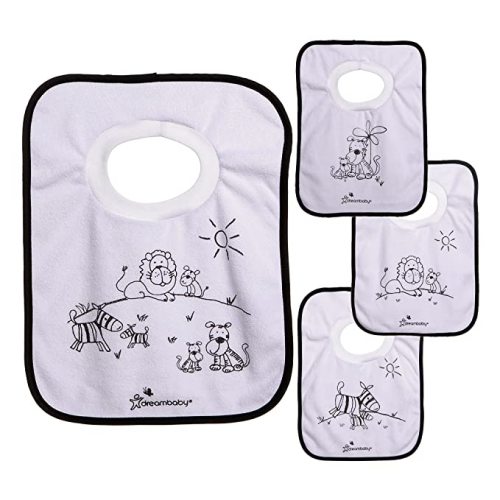 Dreambaby Terry Cloth Cotton Pullover Baby Bibs for Teething Feeding and Drooling - Super Absorbent & Extra Soft - Machine Washable - Jungle Animals