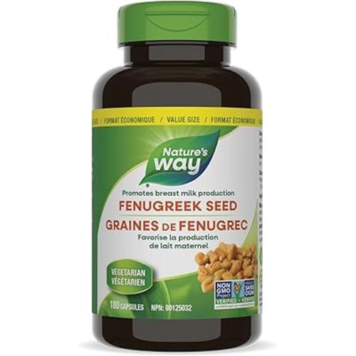 Nature's Way Fenugreek Seed – Breastfeeding Supplement – Lactation Support to Help Mothers Increase Breast Milk Production, Non-GMO - 180 Vegetarian Capsules, Value Size