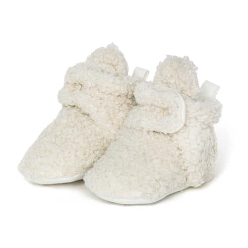 Robeez Baby Girls and Boys Crib Fleece Sherpa Snap Booties with Slip-Resistant Soles for Infant and Toddler, 0-18 Months