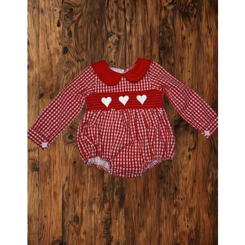 Cupid's Classic Red Gingham Boys Bubble Romper