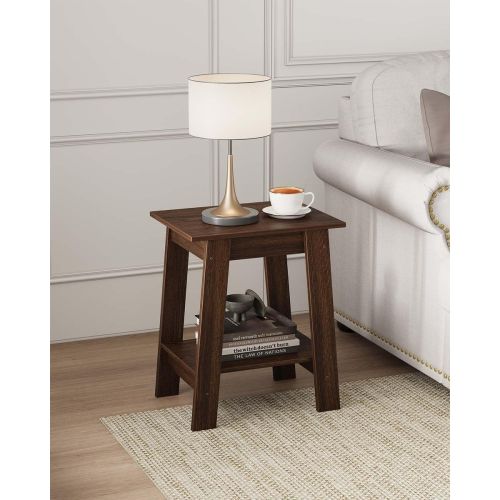 Farmhouse End Table, Narrow Side Table with 2 Tier Storage Shelf, for Bedroom, Entryway, Living room