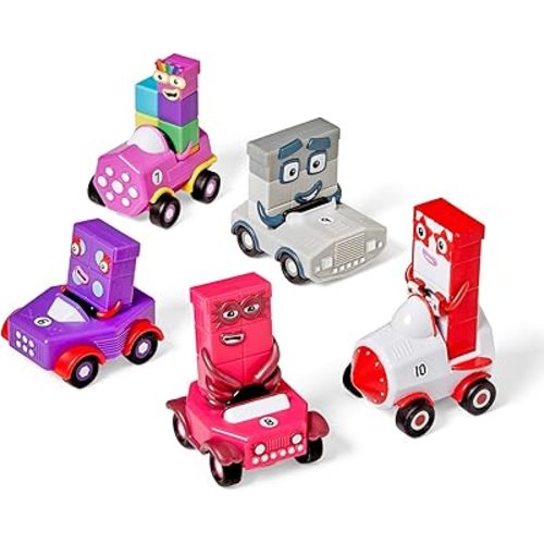 hand2mind Numberblocks Six to Ten Mini Vehicles, Race Car Toys, Preschool Math Counting Toys, Action Figure Set, Numbers for Toddlers, Small Figurines for Kids, Toddler Restaurant Activities