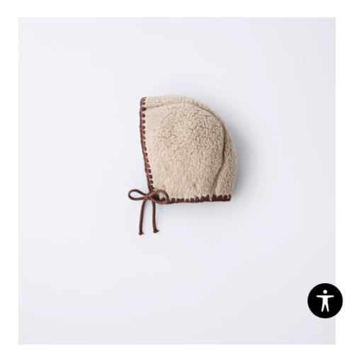 SHEARLING BONNET WITH CONTRAST PIPING - Beige | ZARA United States