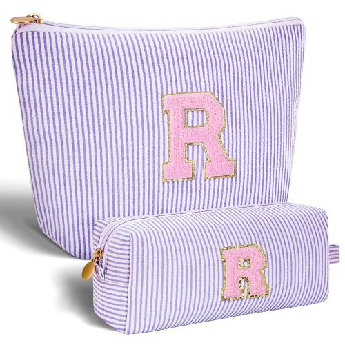 Personalized Anniversary Wife's Birthday Gifts,Mothers Day Gifts for Women,Wife Gifts from Husband,Cool Birthday Gifts for Wife,Makeup Bag Set Cosmetic Bag for Teen Girls - Lavender,R