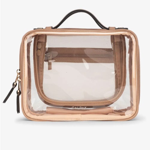 Medium Clear Cosmetics Case - CARAMEL