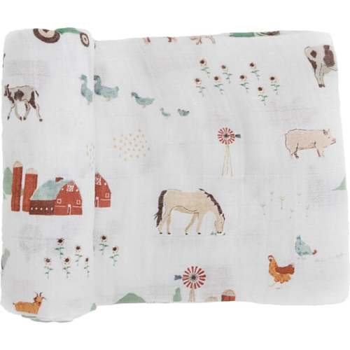 Cotton Muslin Swaddle Blanket, Farmyard - Little Unicorn | Maisonette