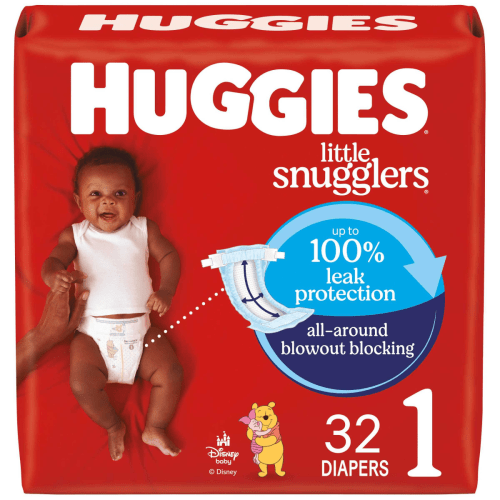 Huggies Little Snugglers Baby Diapers, Size 1 (8-14 lbs), 32 Ct