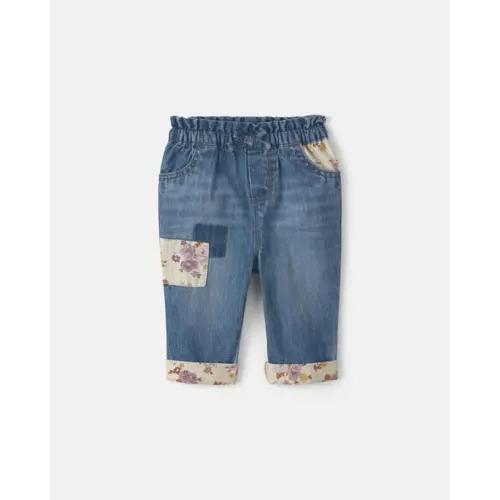 Baby Girl Floral Patch Denim Pull-On Jeans - Light Wash - OshKosh B'gosh | Carter's