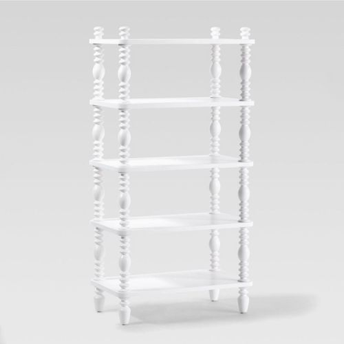 Traditional Walker Edison EZ Assembly 48" Spindle Bookshelf White 5-Shelf