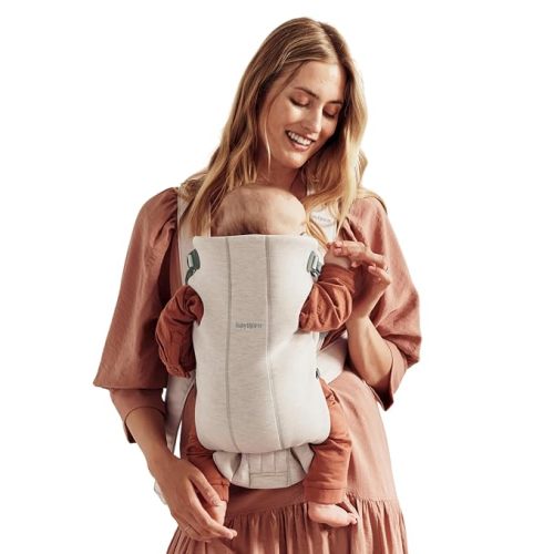 BabyBjörn Baby Carrier Mini, Light Beige, 3D Jersey | Infant Carrier (7-24 lbs), Ergonomic, Easy-to-Use