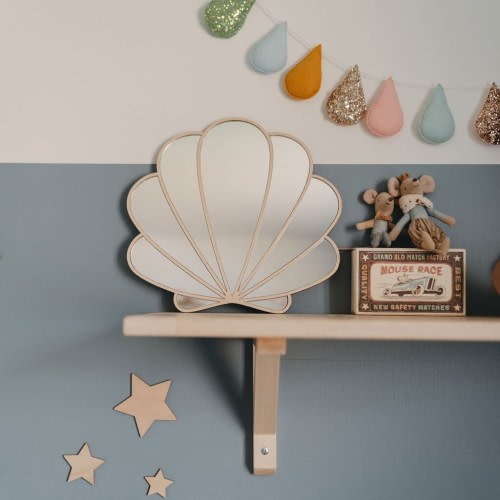 Shell Shatterproof Mirror Perfect Gift for Bedroom & Nursery Mermaid Seashell Theme Nursery Decor for Girls